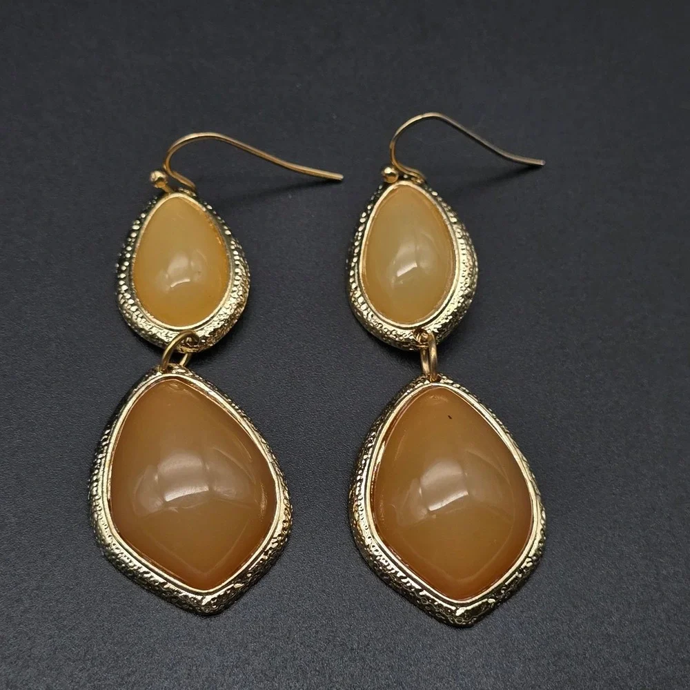 Peach Orange Dangle Drop Earrings Fall Autmn
